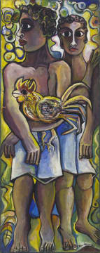 Geoffrey Mukasa; Two Boys with Cockerel