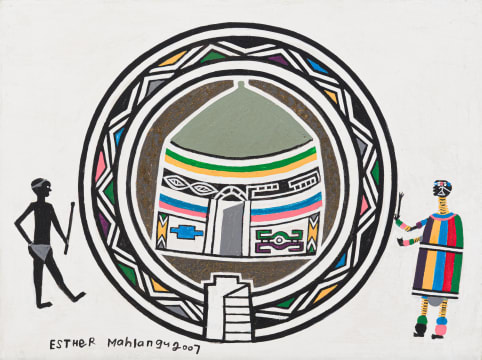 Esther Mahlangu; Untitled (Figures with Dwelling)
