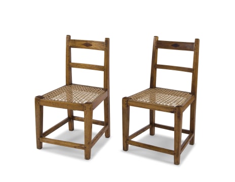 A pair of West Coast lemoenhout and inlaid side chairs, 19th century
