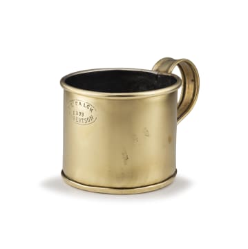 A Cape brass mug, TC Falck, Robertson, 1973