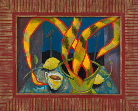 Nicolaas Maritz; Still Life with Mother-In-Law's Tongue, Coffee and Lemon