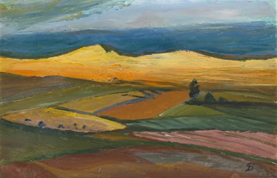 Pranas Domsaitis; Landscape with Fields