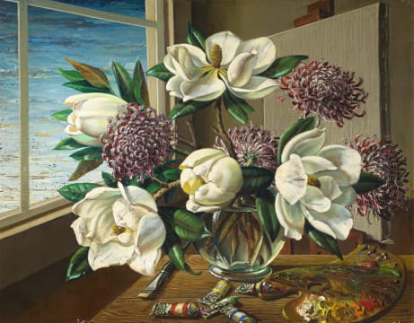 Vladimir Tretchikoff; Still Life with Magnolias in a Vase