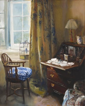Mari Vermeulen-Breedt; Interior with a Bureau