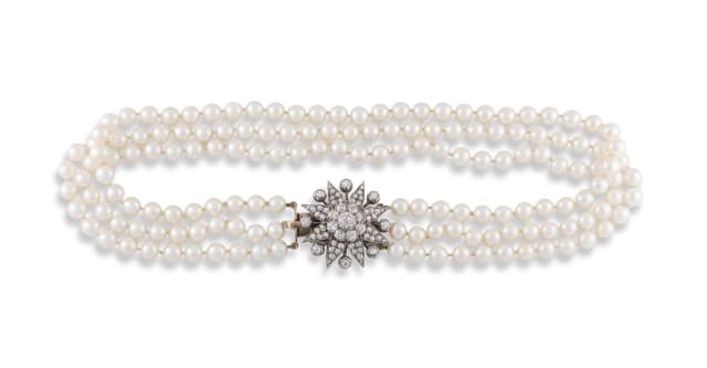 Victorian diamond and pearl choker