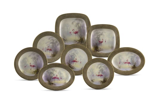 A Royal Worcester 'Flamingo' part dinner service