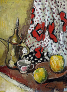 Freida Lock; Still Life of Jug, Cup and Fruit