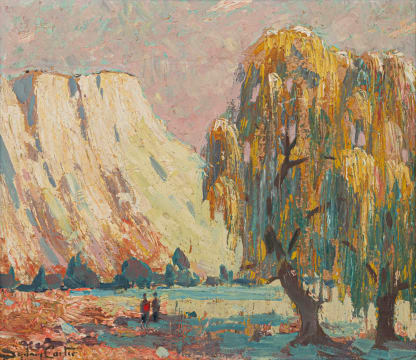 Sydney Carter; Willow and Figures in a Mountain Landscape