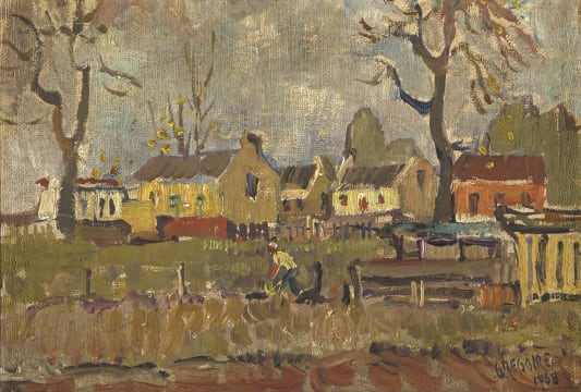 Gregoire Boonzaier; Cape Farm Cottages with a Figure