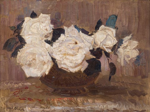 Frans Oerder; White Roses in a Vase