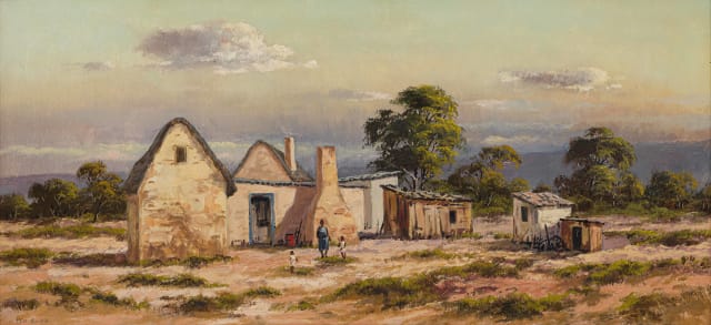 Otto Klar; Dwelling with Figures in a Landscape