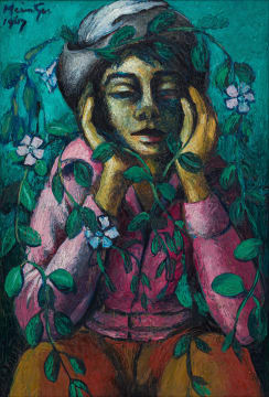 Johannes Meintjes; Pensive Boy with Periwinkle