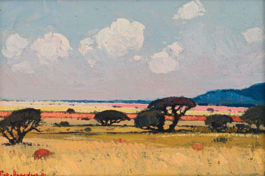 Piet van Heerden; Bushveld Landscape with Trees
