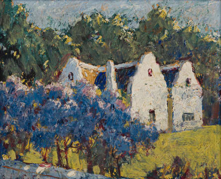 Sydney Carter; Houses behind Blossoming Trees