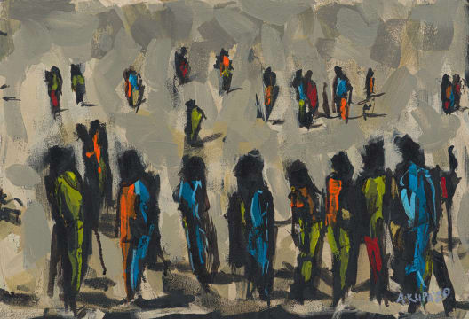 Asanda Dredunik Kupa; Figures in Blue, Green and Orange