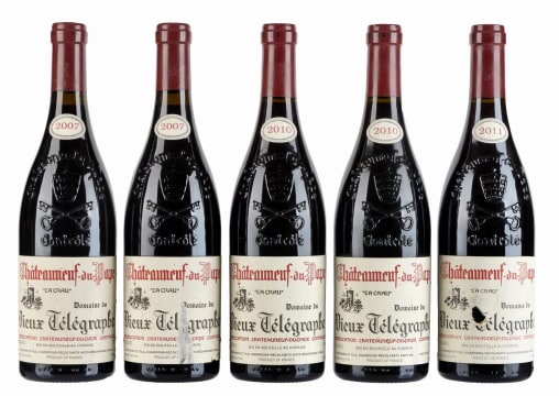 Vieux Télégraphe; Châteauneuf-du-Pape; 2007, 2010, 2011; 5 (1 x 5); 750ml