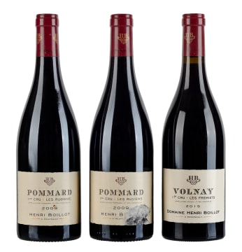 Henri Boillot; Pommard 1er Cru Les Rugiens & Volnay 1er Cru Les Chevrets; 2009, 2015; 3 (1 x 3); 750ml