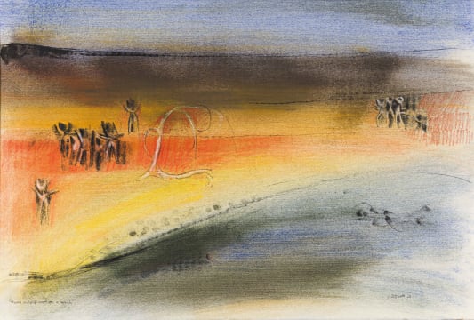 Cecil Skotnes; Figures and Driftwood on a Beach
