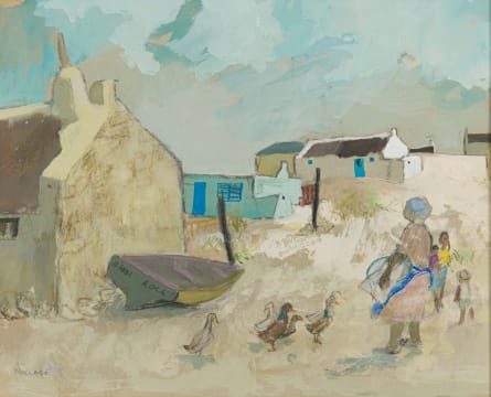 Marjorie Wallace; Coastal Village with Boat