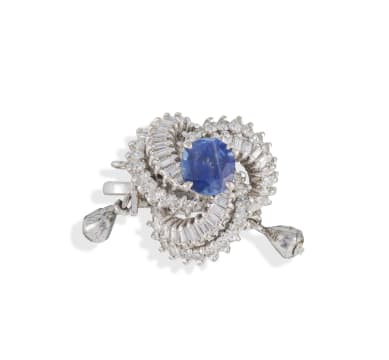 9k white gold diamond and sapphire clasp