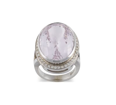 18k white gold and kunzite dress ring