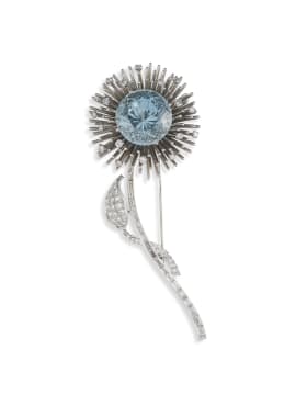 14k white gold and aquamarine spray brooch