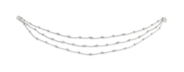 18k white gold three-tiered diamond necklace