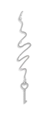18k white gold and diamond, heart-key charm necklace, Tiffany & Co