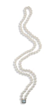 Topaz and diamond clasp pearl necklace