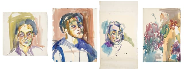 Albert Adams; Three Portraits and a Garden Scene, four