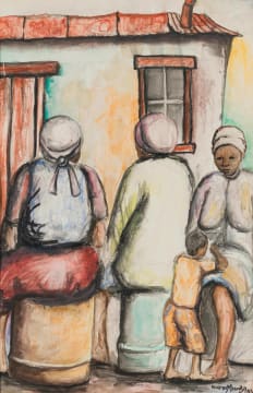 Velaphi (George) Mzimba; Seated Women and Child