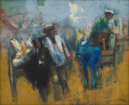 Ephraim Ngatane; Figures with Donkey Carts