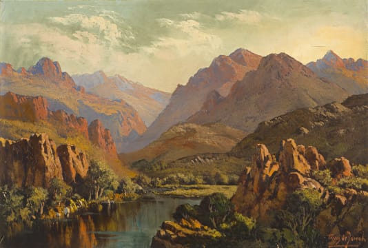 Tinus de Jongh; River in a Rocky Landscape