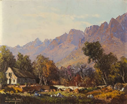 Tinus de Jongh; Cottage in a Mountainous Landscape