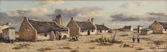 Otto Klar; Landscape with Cottages