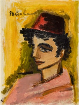 Carl Büchner; Portrait of a Young Man Wearing a Fez