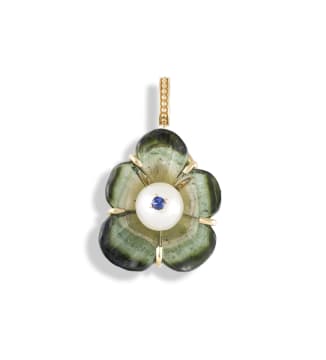 18k yellow gold tourmaline and pearl pendant, Taz Watson