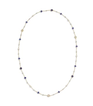 18k yellow gold, moonstone, aquamarine and tanzanite necklace, Taz Watson