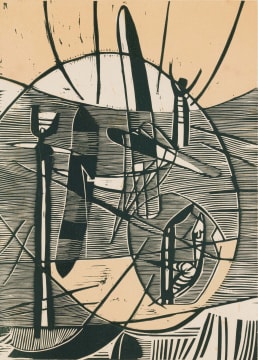Cecil Skotnes; Untitled (Sunrise With Figures)