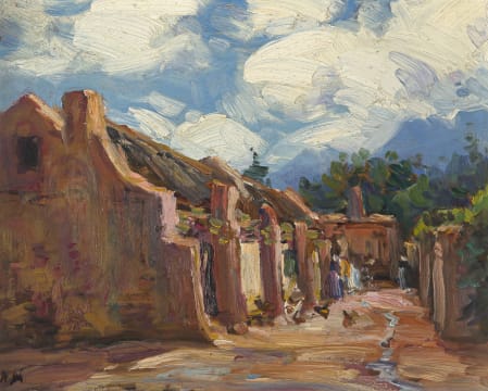 Hugo Naudé; Street Scene with Cottages, Worcester