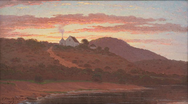 Jan Ernst Abraham Volschenk; The House on the Hill (Sunset)