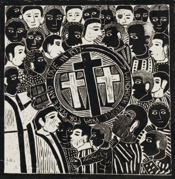 John Muafangejo; Windhoek People Pray for Peace and Love in 1977