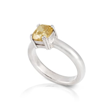 18k white gold yellow diamond solitaire