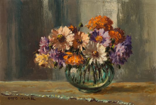 Otto Klar; Flowers in a Glass Vase