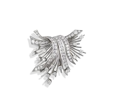 18k white gold diamond brooch