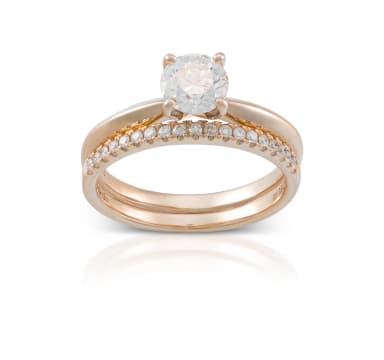 18k rose gold solitaire and eternity ring, Shimansky