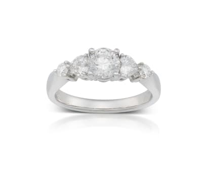 18k white gold five-stone diamond ring