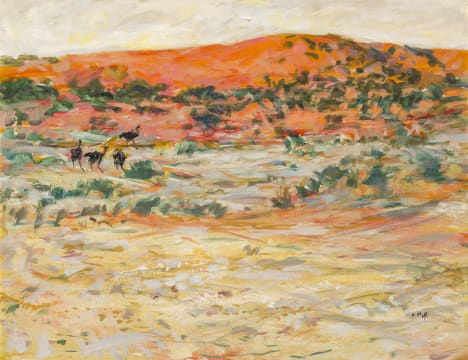 Zakkie Eloff; Ostriches in a Landscape