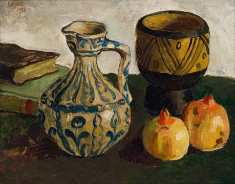 Gregoire Boonzaier; Still Life with Jug and Pomegranates