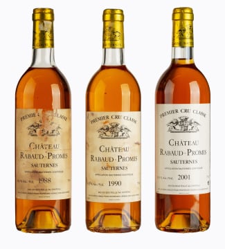 Rabaud-Promis; Sauternes Vertical; 1988, 1990, 2001; 3 (1 x 3); 750ml